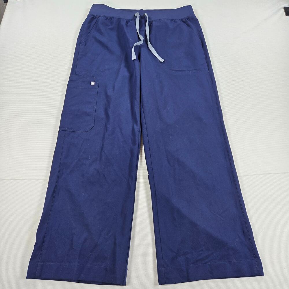 FIGS Isabel High Rise Wide Leg Scrub Pants Navy Blue Women's Size Large Petite
